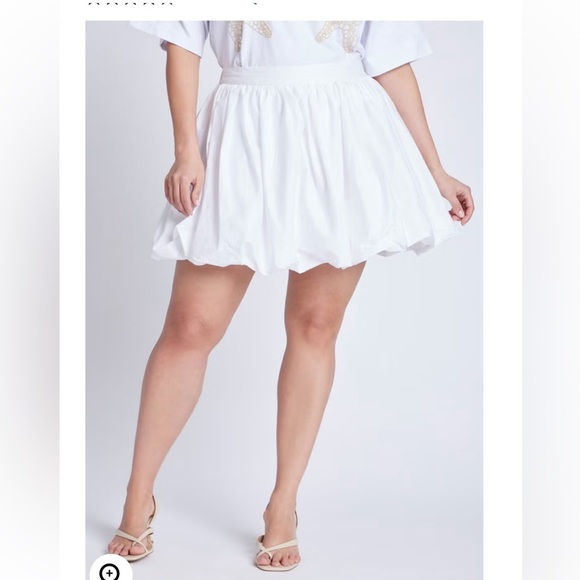 Eloquii Women's White Mini Skirt Bubble Hem size 18 - Picture 2 of 6